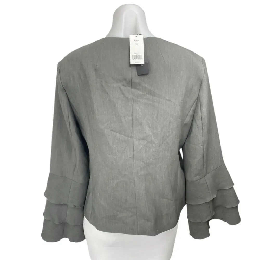 NEW Banana Republic Gray Bell Long Sleeve Zip Up Blazer Coat Jacket Size 10